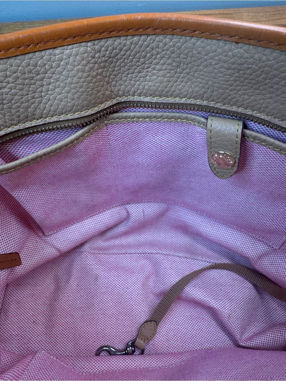 Dooney & Bourke Leather Pebble Tote Pink Lining Extended Shoulder Strap